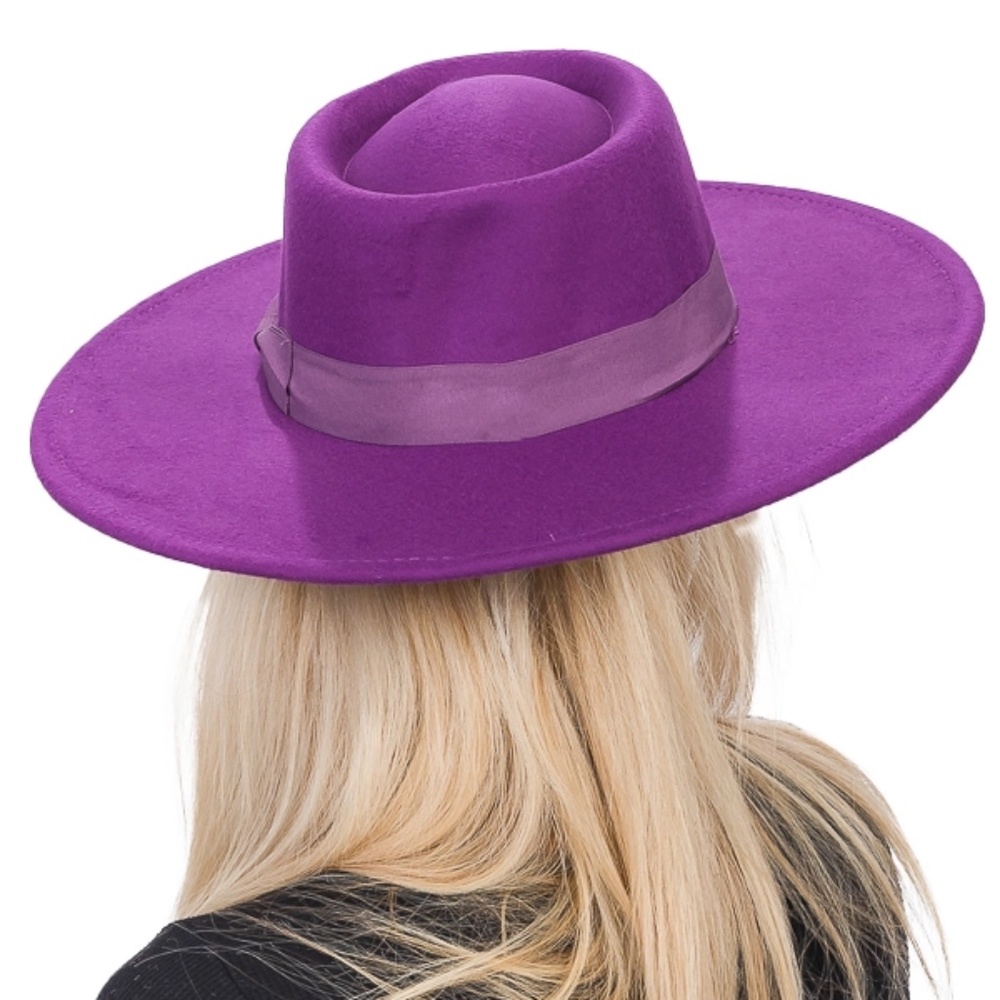 purple bolero rancher big brim Fedora hat